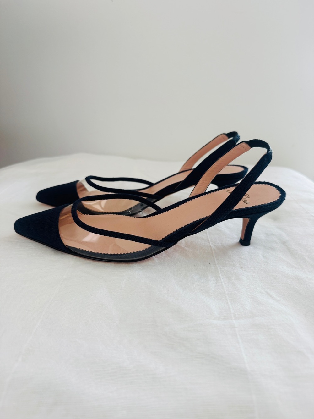 J. Crew Sophia Slingback Kitten Heel Navy with Transparent Panel - Picture 4 of 6